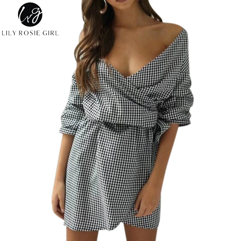 Lily Rosie Girl Black Plaid Deep V Neck Women Mini Dress Autumn Winter Butterfly Sleeve High Waist Short Sexy Dresses Vestidos
Lily Rosie Girl Black Plaid Deep V Neck Women Mini Dress Autumn Winter Butterfly Sleeve High Waist Short Sexy Dresses Vestidos