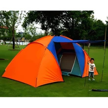 5-8 pessoa grande barraca de acampamento impermeável dupla camada dois quartos barraca de viagem para a pesca de viagem de festa de família 420x220x175cm(China)