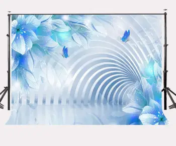 7x5ft Blue Flowers Backdrop Dancing Glittering Plollen Flying Butterflies Photography Background 
7x5ft Blue Flowers Backdrop Dancing Glittering Plollen Flying Butterflies Photography Background