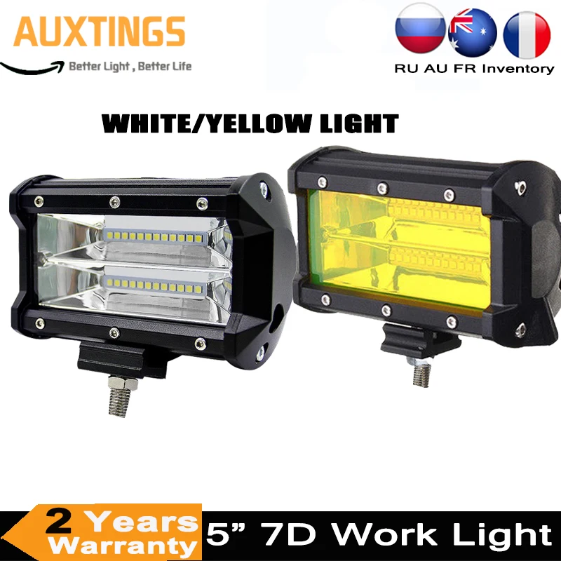 72W 5INCH Led Work Light White Yellow LED Light Bar Flood Beam Off Road 4x4 Fog Light for Driving Offroad Boat Car Tractor Truck
72W 5INCH Led Work Light White Yellow LED Light Bar Flood Beam Off Road 4x4 Fog Light for Driving Offroad Boat Car Tractor Truck