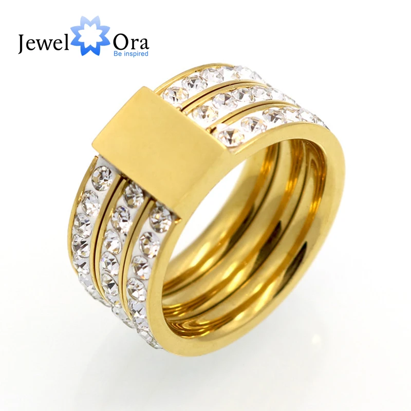 10mm Width Three-ring Fixed Design Rhinestone 316L Stainless Steel Rings For Women Gold Color Party Jewelry (JewelOra RI102369)
10mm Width Three-ring Fixed Design Rhinestone 316L Stainless Steel Rings For Women Gold Color Party Jewelry (JewelOra RI102369)