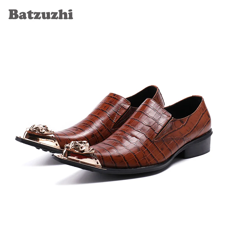 Batzuzhi Handmade Luxury Men Dress Shoes Gold Metal Toe Formal Leather Dress Shoes Men Brown Leather Business Oxfords, US12 EU46
Batzuzhi Handmade Luxury Men Dress Shoes Gold Metal Toe Formal Leather Dress Shoes Men Brown Leather Business Oxfords, US12 EU46