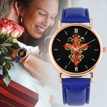 Women's Unique Red Gold Cross Pattern Dial Watch Charming Quartz Analog Watches for Girl Soft Leather Band Wristwatch
Women's Unique Red Gold Cross Pattern Dial Watch Charming Quartz Analog Watches for Girl Soft Leather Band Wristwatch