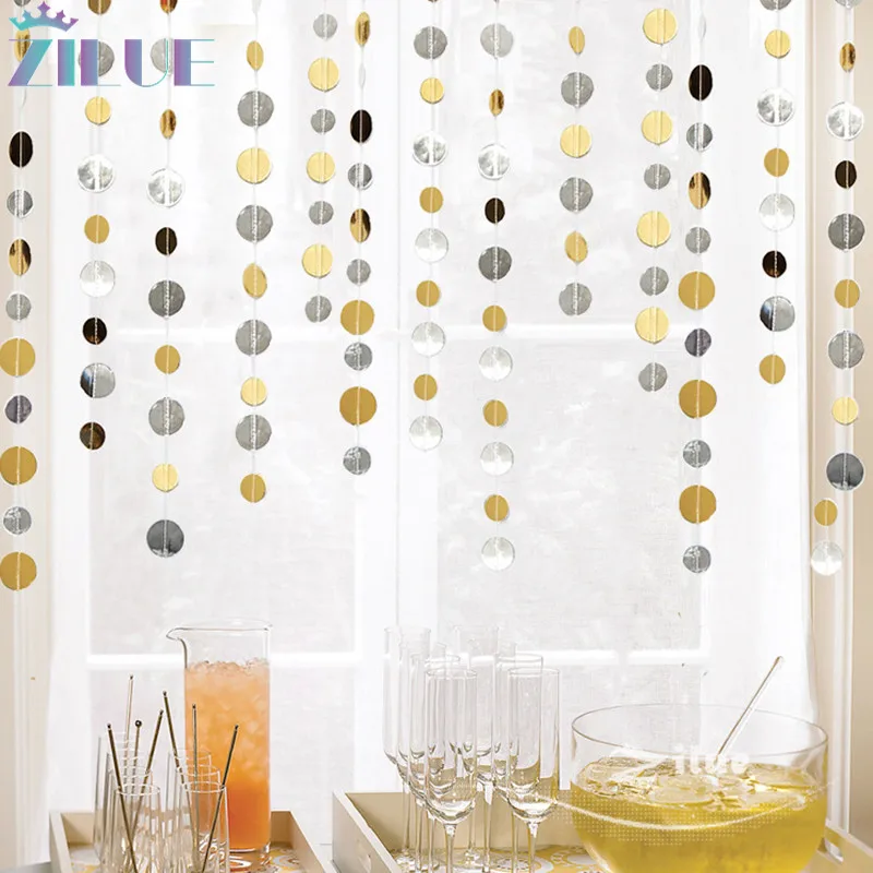 2pcs/lot Gold and silver combination Sequins Creative Sparkles Circle Paper Garland Banner Party Baby Shower Wedding Decoration
2pcs/lot Gold and silver combination Sequins Creative Sparkles Circle Paper Garland Banner Party Baby Shower Wedding Decoration