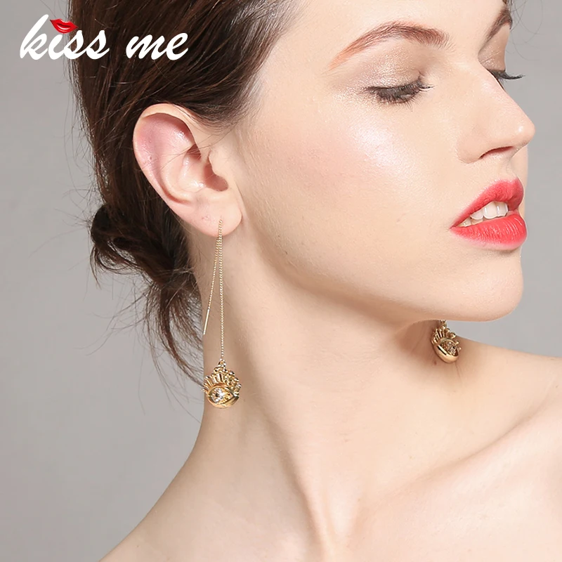 KISS ME Long Earrings Gold Color Zinc Alloy Rhinestone Eye Dangle Earrings for Women 2018 New Brand Fashion Jewelry
KISS ME Long Earrings Gold Color Zinc Alloy Rhinestone Eye Dangle Earrings for Women 2018 New Brand Fashion Jewelry