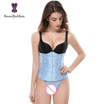 Free shipping blue jacquard spiral steel boned and plastic boned corset slimming waist shaper corset with g string 28332#
Free shipping blue jacquard spiral steel boned and plastic boned corset slimming waist shaper corset with g string 28332#