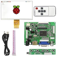 7 inch Raspberry Pi 3 LCD Display 1024*600 TFT Monitor Screen + Drive Board HDMI / VGA + Remote Control for Raspberry Pi 2