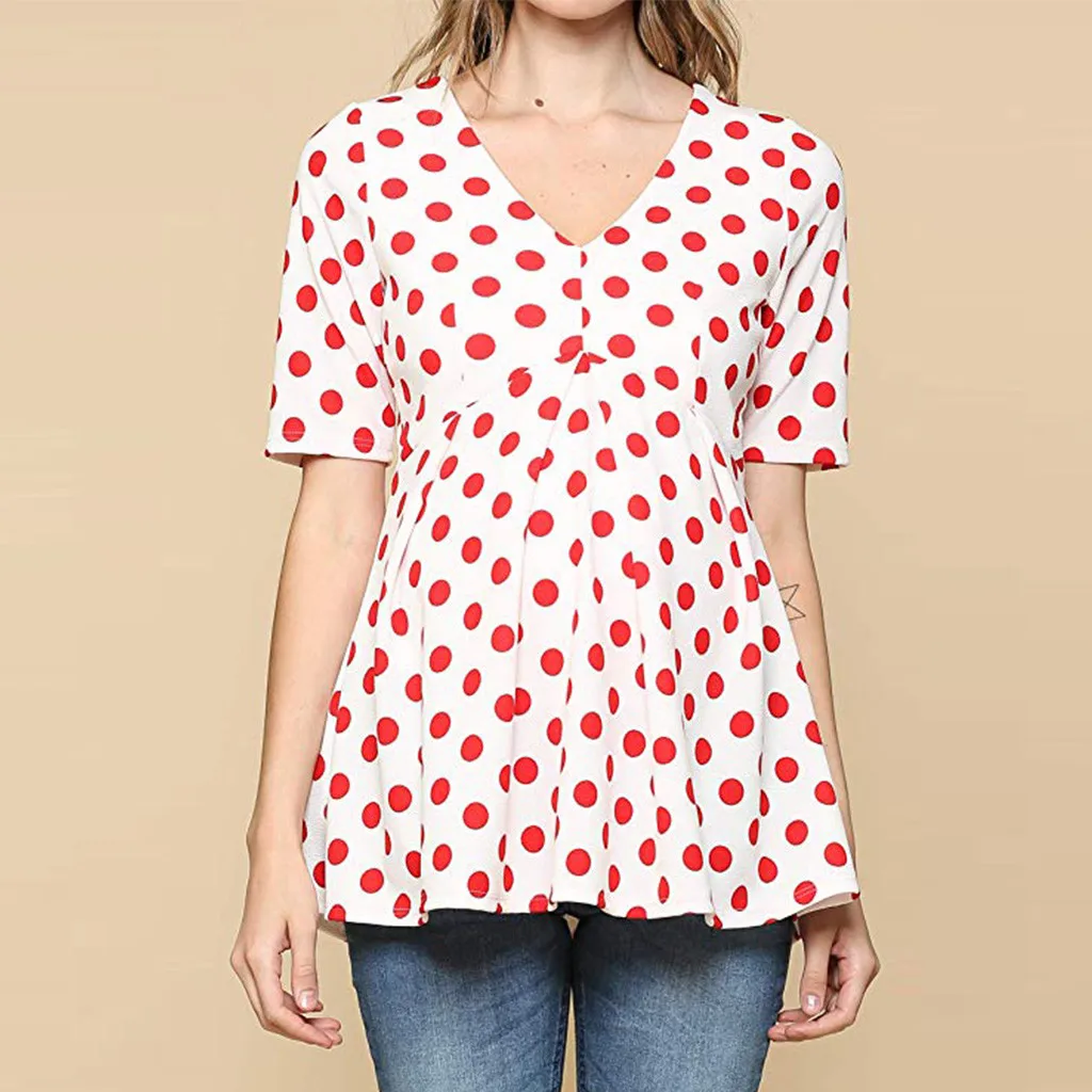 Plus Size V-neck Short Sleeve Maternity Clothes Ladies Pregnant Women Breastfeeding Dot Print Short Sleeve Blouse Tops Shirt
Plus Size V-neck Short Sleeve Maternity Clothes Ladies Pregnant Women Breastfeeding Dot Print Short Sleeve Blouse Tops Shirt