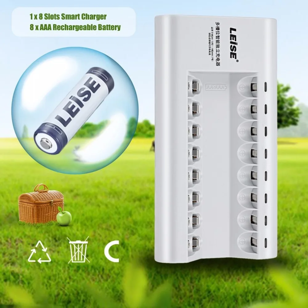 LEISE-728 Intelligent Rechargeable Independent Battery Charger Adapter For AAA NiCd NiMH Including 8PCS 950mAh AAA Batteries
LEISE-728 Intelligent Rechargeable Independent Battery Charger Adapter For AAA NiCd NiMH Including 8PCS 950mAh AAA Batteries