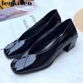 Lenkisen new fashion natural leather vintage square toe slip on shallow pumps elegant lady chunky med heels dating shoes L67
Lenkisen new fashion natural leather vintage square toe slip on shallow pumps elegant lady chunky med heels dating shoes L67