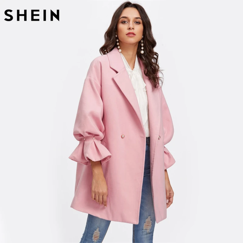 SHEIN Drop Shoulder Pearl Detail Ruffle Cuff Coat Elegant Coats for Women Pink Long Sleeve Ladies Spring Autumn Coats
SHEIN Drop Shoulder Pearl Detail Ruffle Cuff Coat Elegant Coats for Women Pink Long Sleeve Ladies Spring Autumn Coats