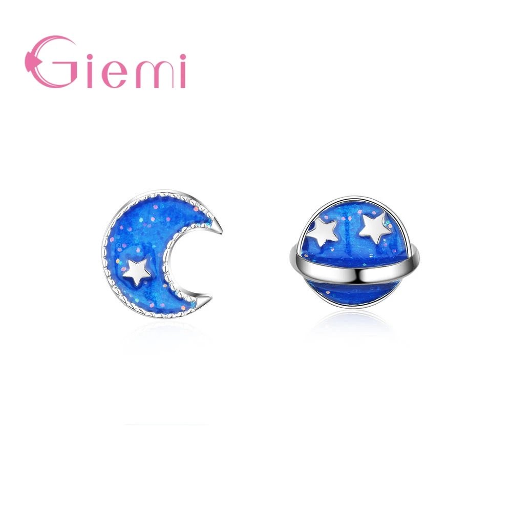 Clear Blue Moon with Stars Sweet Planet Stud Earrings Fashion Genuine 925 Sterling Silver Women Female Cute Ear Jewelry
Clear Blue Moon with Stars Sweet Planet Stud Earrings Fashion Genuine 925 Sterling Silver Women Female Cute Ear Jewelry