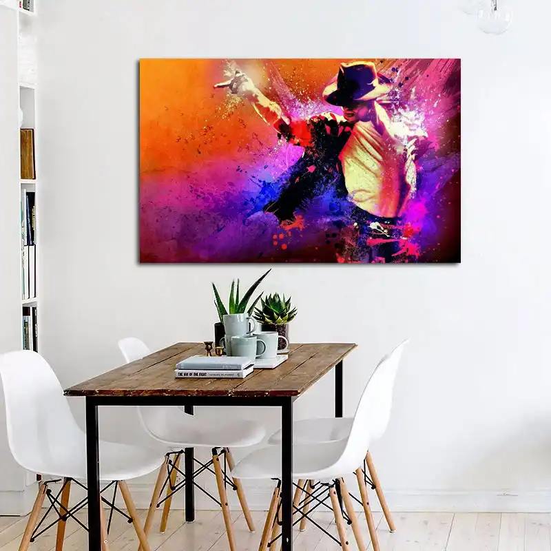 Category Music Male Michael Jackson Single Musician Color Painting Qr21 Room Home Wall Modern Art Decor Wood Frame Poster