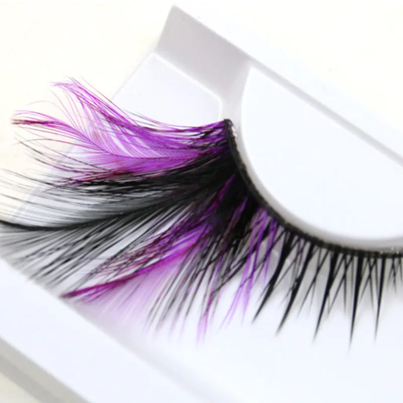 

YOPKN Purple+Black Fake Eyelashes Stage Catwalk Modeling Eye Lashes Makeup Party Art Exaggerated Fashion Eyelashes 1 Pair