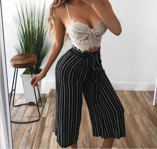 Women Lady Office Striped Pants Loose High Waist Wide Leg Long Palazzo Lady Trousers Casual Women Clothing
Women Lady Office Striped Pants Loose High Waist Wide Leg Long Palazzo Lady Trousers Casual Women Clothing