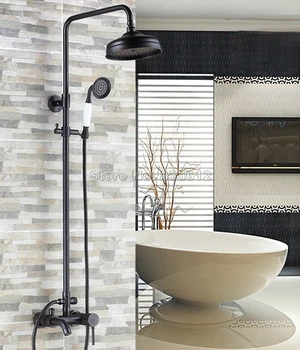 Black Oil Rubbed Bronze Rain Shower Faucet Set with Hand Spray / Wall Mounted Bathroom Single Handle Bathtub Mixer Taps Wrs320
Black Oil Rubbed Bronze Rain Shower Faucet Set with Hand Spray / Wall Mounted Bathroom Single Handle Bathtub Mixer Taps Wrs320