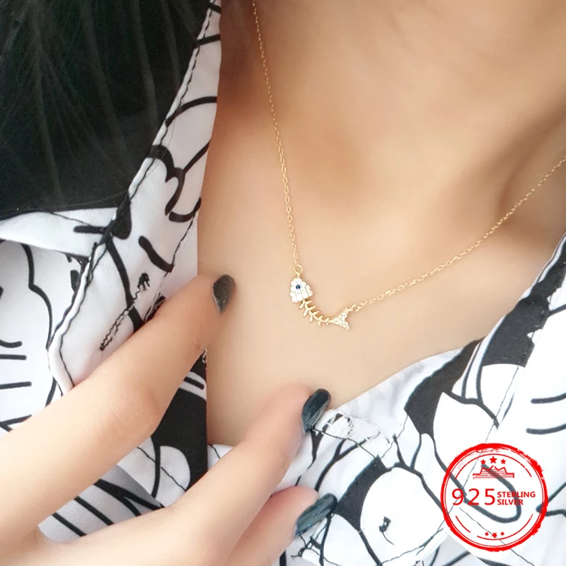 Sterling silver 925 fish bone necklace simple hipster student clavicle chain CHIC cold wind woman jewelry
Sterling silver 925 fish bone necklace simple hipster student clavicle chain CHIC cold wind woman jewelry