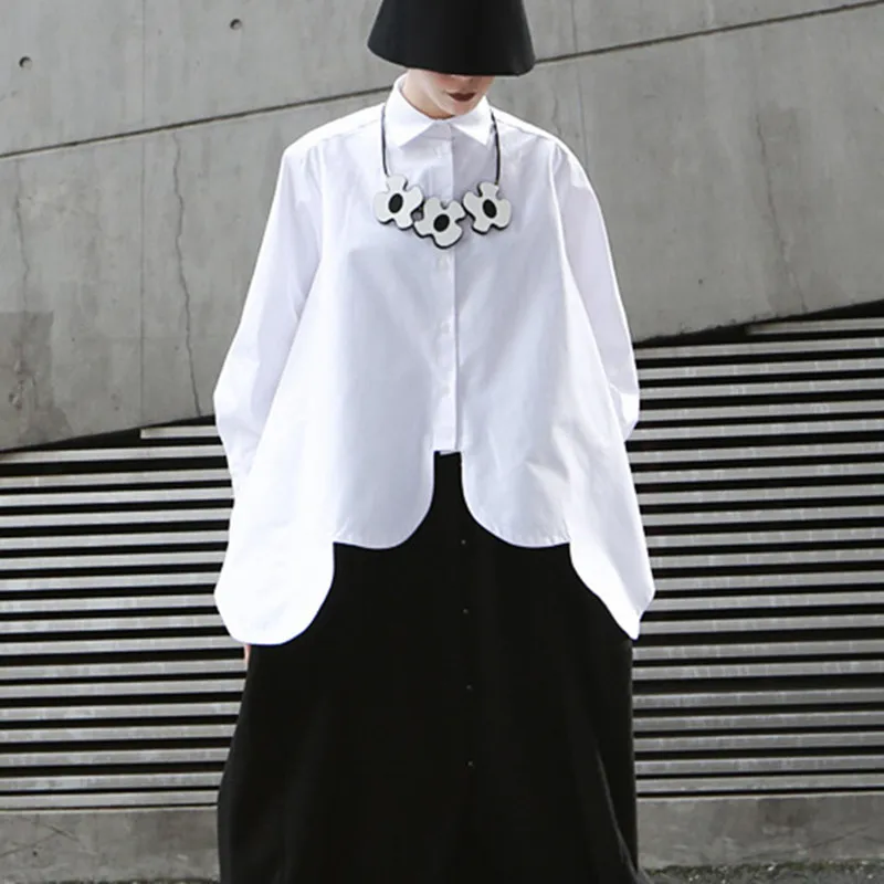 Johnature Streetwear Womens Tops And Blouses 2019 New Fashion Irregular Loose Turn-down Collar Full Sleeve Simple White Shirt
Johnature Streetwear Womens Tops And Blouses 2019 New Fashion Irregular Loose Turn-down Collar Full Sleeve Simple White Shirt