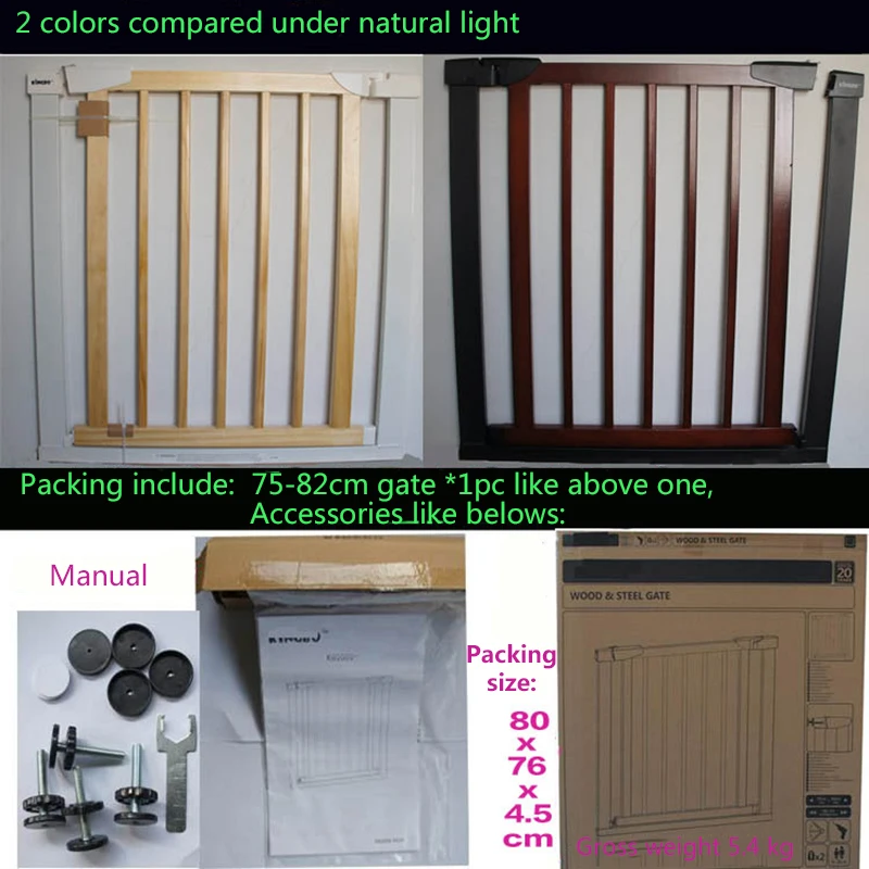 75 to 84 cm Wooden Baby Gate for Stairs with 5cm Thick Steel Frame for Child Security 9 75 to 84 cm Wooden Baby Gate for Stairs with 5cm Thick Steel Frame for Child Security 13