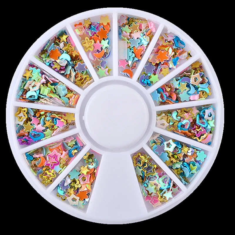 1 Box Mixed Color Moon Sart Paillette Rhinestones Nail Art Wheel DIY Nail Stickers Tips Decoration 3D Manicure tools Accessories
1 Box Mixed Color Moon Sart Paillette Rhinestones Nail Art Wheel DIY Nail Stickers Tips Decoration 3D Manicure tools Accessories