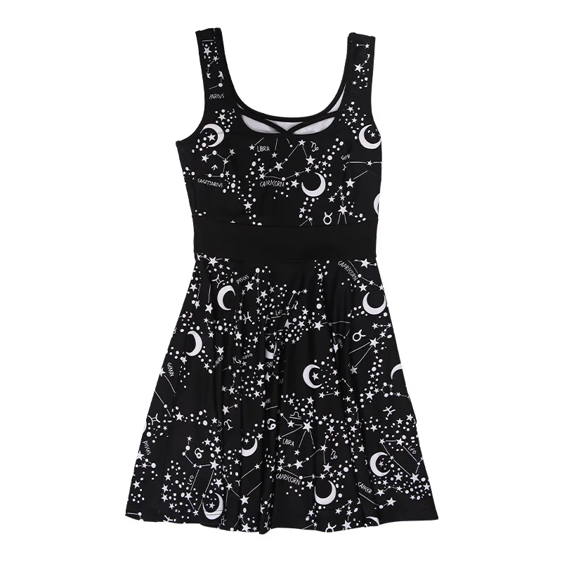 High Waist Elegant Sexy Punk Gothic Harajuku Galaxy Moon Graphic Print Women Black Mini Dress Summer Casual Vintage Party Club
High Waist Elegant Sexy Punk Gothic Harajuku Galaxy Moon Graphic Print Women Black Mini Dress Summer Casual Vintage Party Club