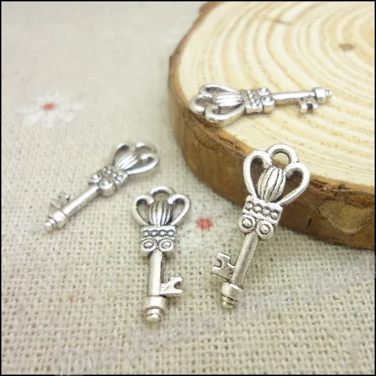 

Free shipping! 150pcs Antique silver Charms Key Pendant Fit Bracelets Necklace DIY Metal Jewelry Making