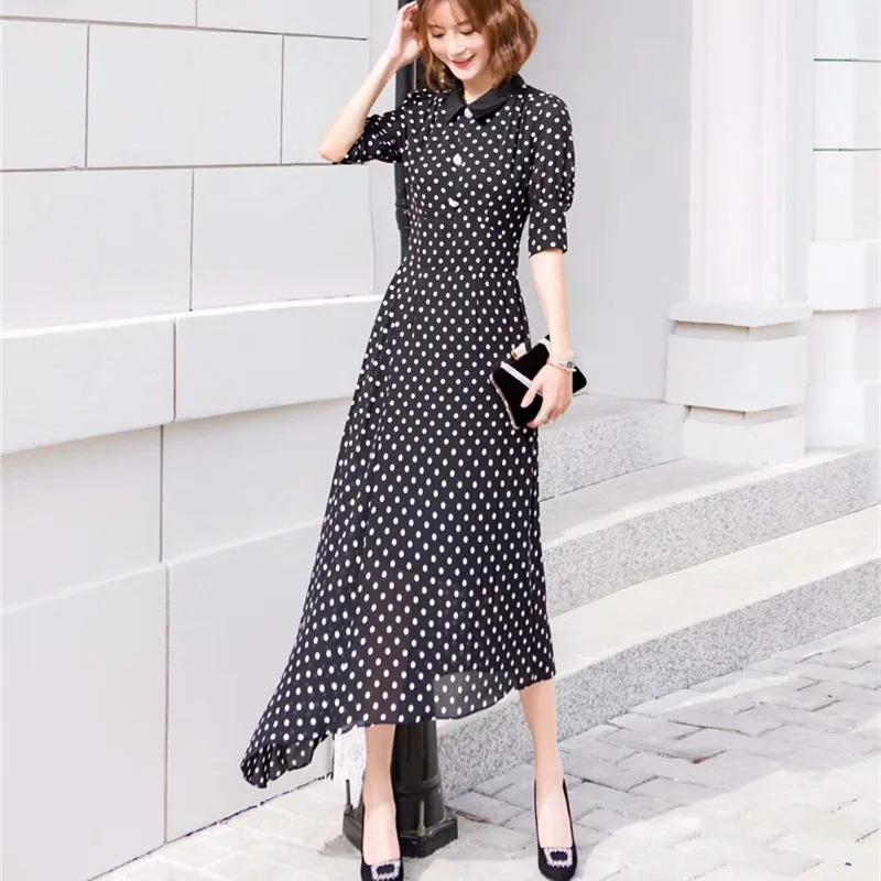 Runway Designer 2019 Spring Summer Dresses Women Polka Dot Print Office Lady Short Sleeve Turn Down Neck Asymmetrical Dress
Runway Designer 2019 Spring Summer Dresses Women Polka Dot Print Office Lady Short Sleeve Turn Down Neck Asymmetrical Dress