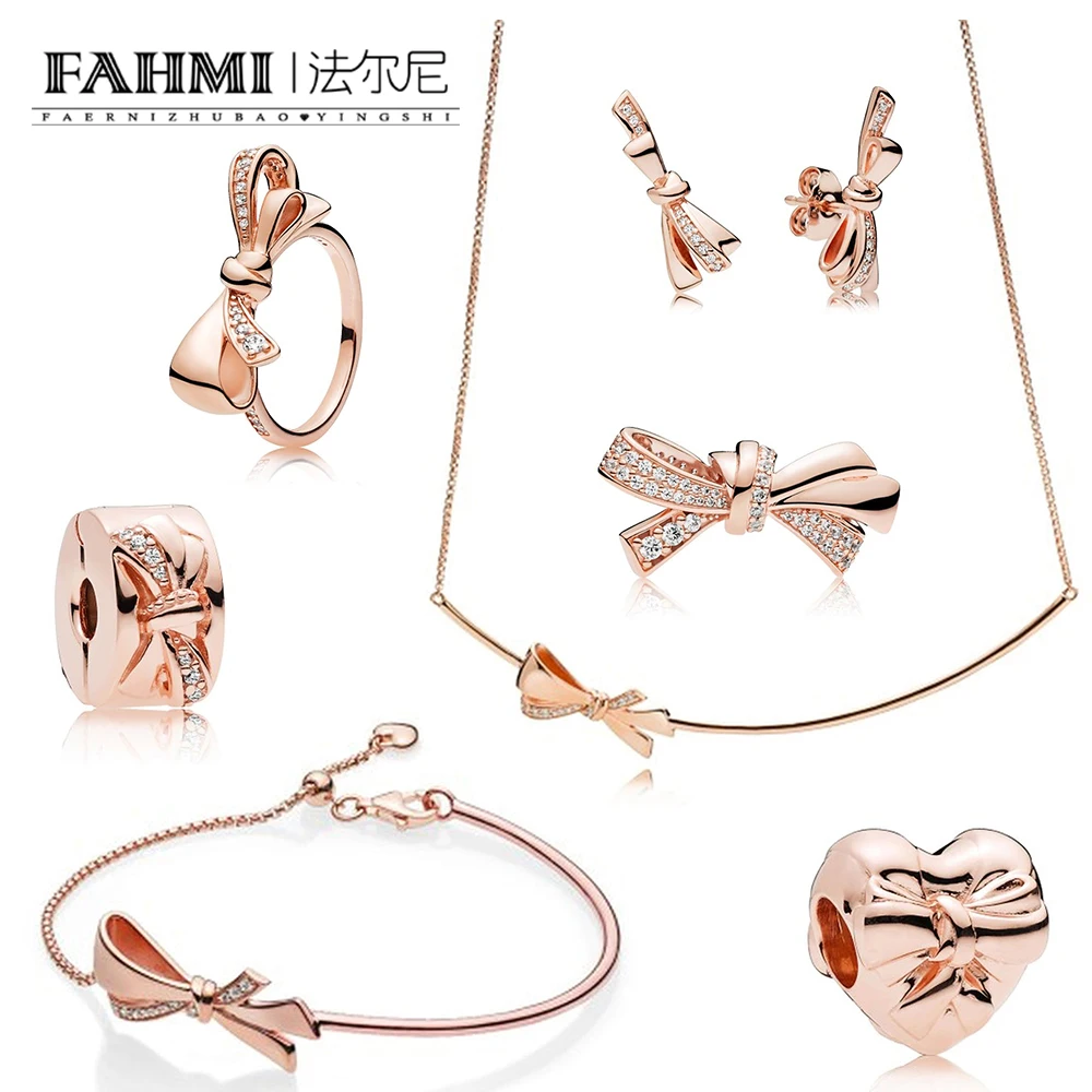 FAHMI 100% 925 Sterling Silver New Rose Brilliant RILLIANT Bow Ring Earrings Necklace Bracelet Charm Beaded Clip Mother's Day
FAHMI 100% 925 Sterling Silver New Rose Brilliant RILLIANT Bow Ring Earrings Necklace Bracelet Charm Beaded Clip Mother's Day