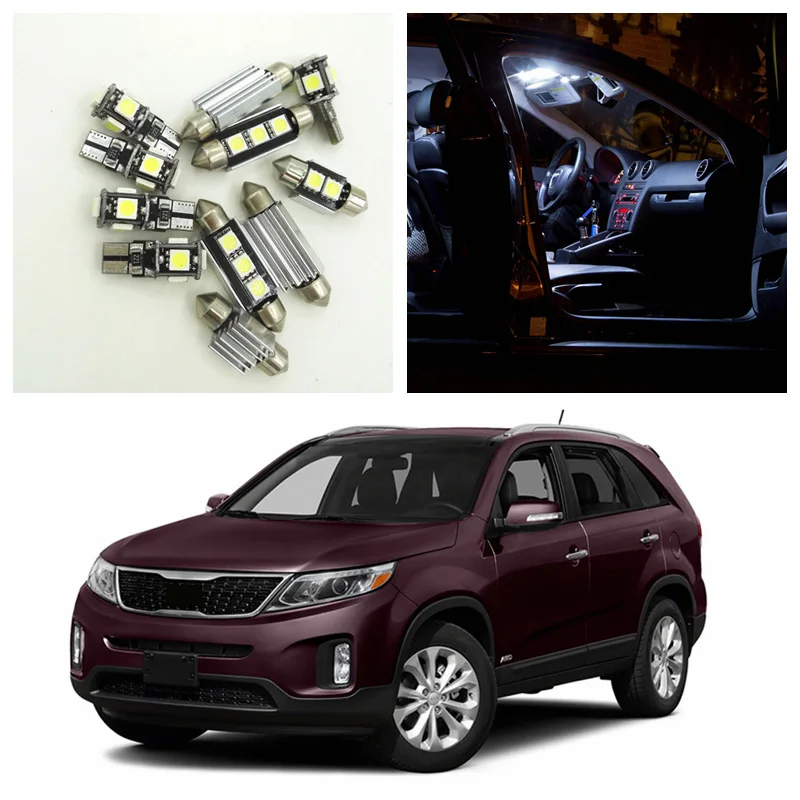 9pcs White Car Bulbs Interior Auto For Kia Sorento 2014 2015 Accessories LED Dome Map Glove box License Plate Light 12V
9pcs White Car Bulbs Interior Auto For Kia Sorento 2014 2015 Accessories LED Dome Map Glove box License Plate Light 12V