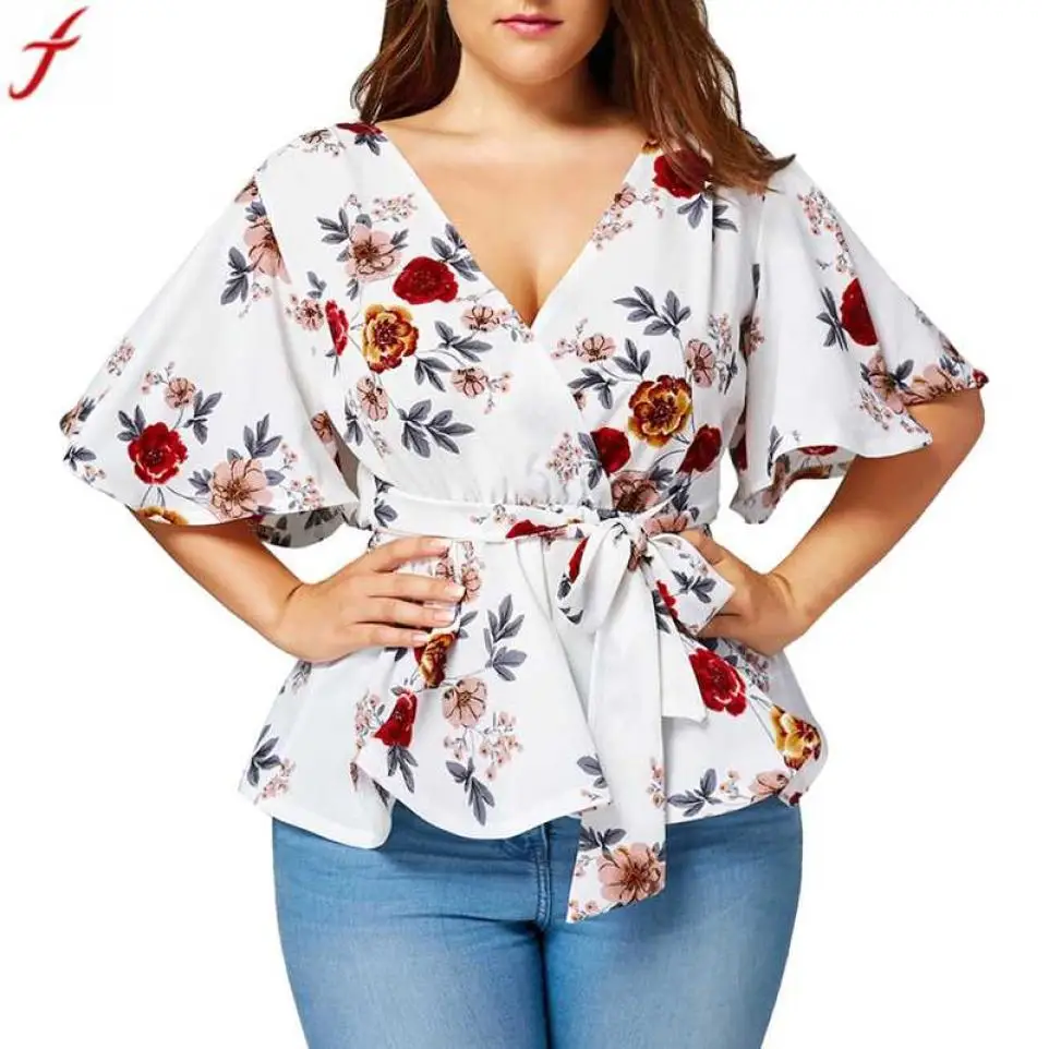 5 XL plus size Women Shirt 2019 Fashion Floral Print Belted Blouse Summer V Neck Flare Sleeve Tops Blusas camisas femininas
5 XL plus size Women Shirt 2019 Fashion Floral Print Belted Blouse Summer V Neck Flare Sleeve Tops Blusas camisas femininas