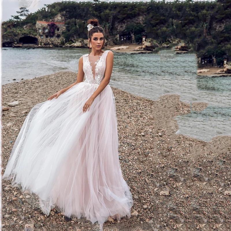 LORIE Princess Wedding Dress A Line Bridal Gowns Light Pink Appliqued Lace Boho Wedding Gown Floor Length
LORIE Princess Wedding Dress A Line Bridal Gowns Light Pink Appliqued Lace Boho Wedding Gown Floor Length