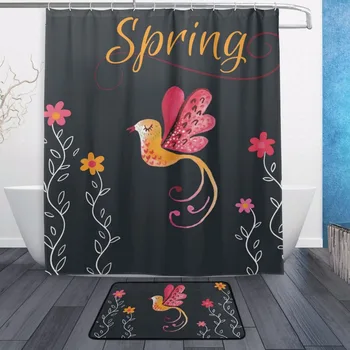 Decorative Waterproof Polyester Shower Curtain 152cmx183cm With Hooks Non Slip Doormat Bathroom Floor Mat Bird Flowers Cloud
Decorative Waterproof Polyester Shower Curtain 152cmx183cm With Hooks Non Slip Doormat Bathroom Floor Mat Bird Flowers Cloud