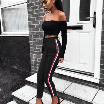 Casual High Waist Striped Pencil Pants Autumn Winter Drawstring Slim Trousers Women Bandage Long Pants Female Trousers 2019
Casual High Waist Striped Pencil Pants Autumn Winter Drawstring Slim Trousers Women Bandage Long Pants Female Trousers 2019