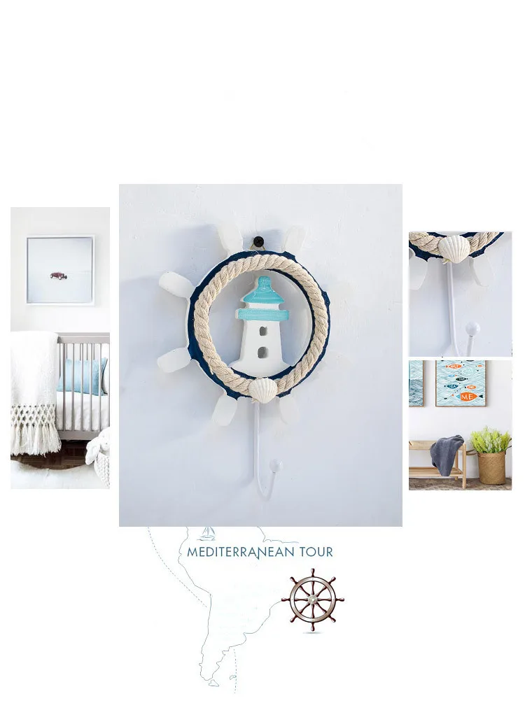 Waliicorners style coat hook blue and white old wooden hand-painted home decoration rudder hook wrought iron hook 14 HTB1P hmbBGw3KVjSZFwq6zQ2FXa5