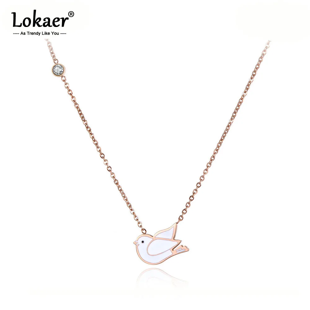 Lokaer Titanium Stainless Steel White Glaze Peace Pigeon Choker Necklace Jewelry Lovely Pendant Chain Necklace For Women N19083
Lokaer Titanium Stainless Steel White Glaze Peace Pigeon Choker Necklace Jewelry Lovely Pendant Chain Necklace For Women N19083