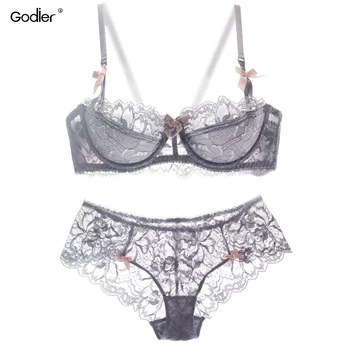 Godier Women Lace Bra Set Push Up Underwear transparent Brassiere Plus Size Embroidery Bra Brief Set 1/2 Cup soutien gorge sexy
Godier Women Lace Bra Set Push Up Underwear transparent Brassiere Plus Size Embroidery Bra Brief Set 1/2 Cup soutien gorge sexy