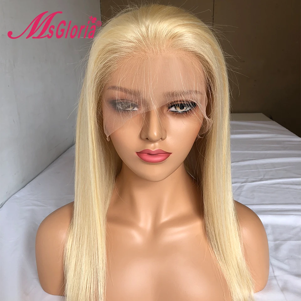 Msgloria #613 блонд парик их натуральных волос шелковистые прямые бразильские парики