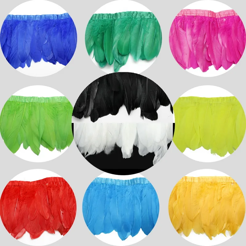 New Arrival 1 meter/lot Dyed Goose Feather Fringe Trim 10 Color to Choose for Dress Skirt Party Clothing Decoration
New Arrival 1 meter/lot Dyed Goose Feather Fringe Trim 10 Color to Choose for Dress Skirt Party Clothing Decoration