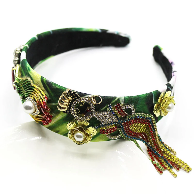 Fashion Vintage Wide Baroque Headband Crystal Mermaid Queen Crown Wedding Headpieces Head Jewelry Women Accessories Headdress | Украшения и