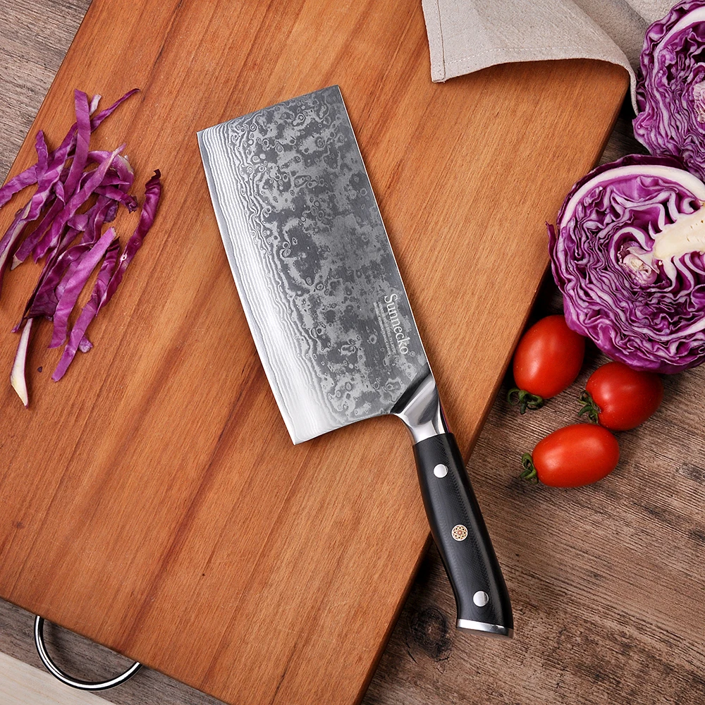 SUNNECKO Premium 7 inch Cleaver Knife Damascus Steel Japanese VG10 Blade Kitchen Knives G10 Handle Sharp Meat Slicing CutterTool
SUNNECKO Premium 7 inch Cleaver Knife Damascus Steel Japanese VG10 Blade Kitchen Knives G10 Handle Sharp Meat Slicing CutterTool