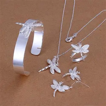 Wholesale Fashion Jewelry Set, 925 Silver Necklace and Bracelet/Earrings rings Set . Nice Jewelry. Good S0133