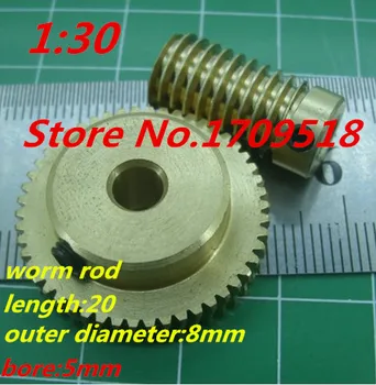 1 sets 0.5M 30 teeth worm gear reduction ratio:1:30 worm rod diameter 8mm , length 20mm, bore 5mm
1 sets 0.5M 30 teeth worm gear reduction ratio:1:30 worm rod diameter 8mm , length 20mm, bore 5mm