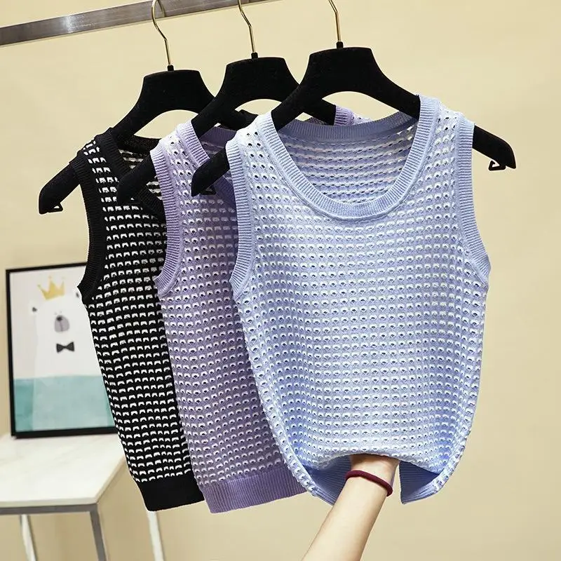 Women Tank Knitting Sleeveless Tops 2019 Summer Pullovers Blue White Black Sweaters Knitted Shirts Pull Femme Knitwear Vest
Women Tank Knitting Sleeveless Tops 2019 Summer Pullovers Blue White Black Sweaters Knitted Shirts Pull Femme Knitwear Vest