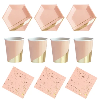 Hot stamping Gold Pink Paper Cups/Plates/napkin Wedding Birthday party Decor Baby Shower Party Supplies Disposable tableware
Hot stamping Gold Pink Paper Cups/Plates/napkin Wedding Birthday party Decor Baby Shower Party Supplies Disposable tableware