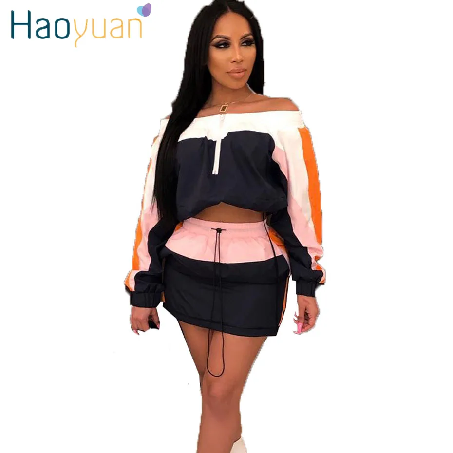 HAOYUAN Two Piece Set Women Summer Mini Dress Off Shoulder Long Sleeve Crop Top and Skirts 2pcs Matching Sets Sexy Club Outfits
HAOYUAN Two Piece Set Women Summer Mini Dress Off Shoulder Long Sleeve Crop Top and Skirts 2pcs Matching Sets Sexy Club Outfits