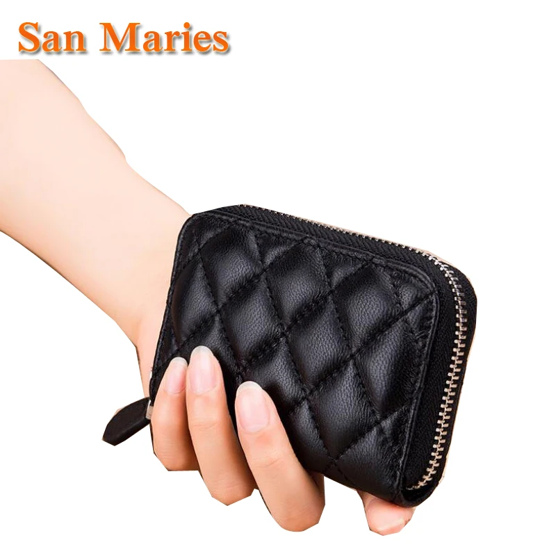 San Maries Genuine Sheepskin Leather Women Card Holder Cute Plaid Credit ID Card Holders Zipper Wallet Case Change Coin Purse
San Maries Genuine Sheepskin Leather Women Card Holder Cute Plaid Credit ID Card Holders Zipper Wallet Case Change Coin Purse
