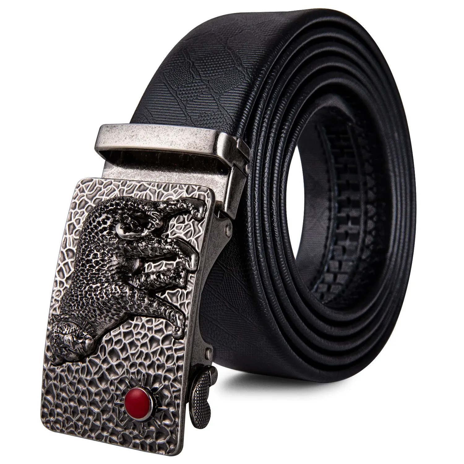 BK-2064 Barry.Wang Designers Leopard Automatic Alloy Buckle Belts Men Cowhide Leather For Casual 110cm-160cm | Аксессуары для