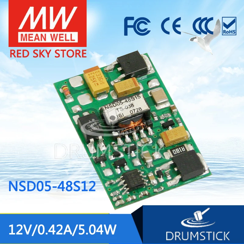 MEAN WELL NSD05-48S12 12V 0.42A meanwell NSD05 12V 5.04W DC-DC Regulated Single Output Converter
MEAN WELL NSD05-48S12 12V 0.42A meanwell NSD05 12V 5.04W DC-DC Regulated Single Output Converter