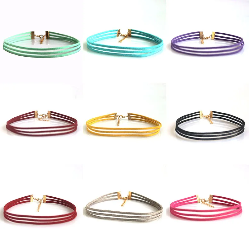1pcs 3Strands Black Suede Leather Wrap Choker Gothic Boho Tie Cord Velvet Chokers Necklace Jewelry 9 Style Color
1pcs 3Strands Black Suede Leather Wrap Choker Gothic Boho Tie Cord Velvet Chokers Necklace Jewelry 9 Style Color