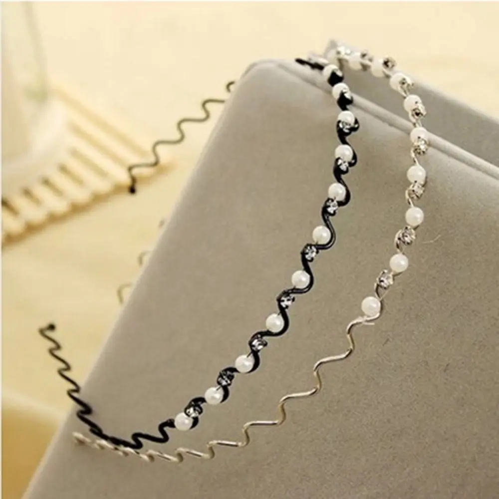 High Quality Pearl Crystal Wave Hairband Black Silver Color Metal for Women Headwear Bling Headband Accessories Wedding Jewelry
High Quality Pearl Crystal Wave Hairband Black Silver Color Metal for Women Headwear Bling Headband Accessories Wedding Jewelry